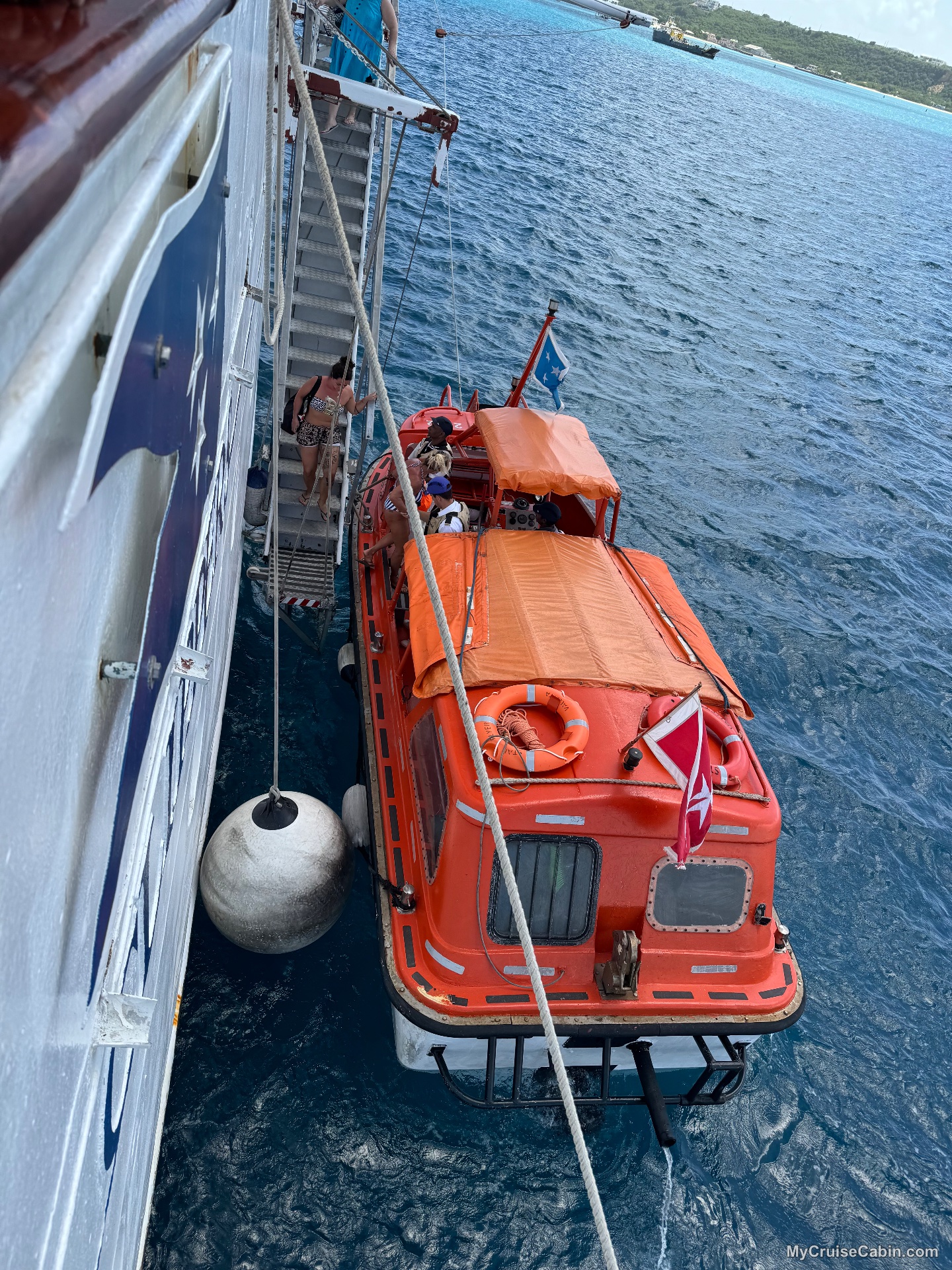 Ladder down to the tender