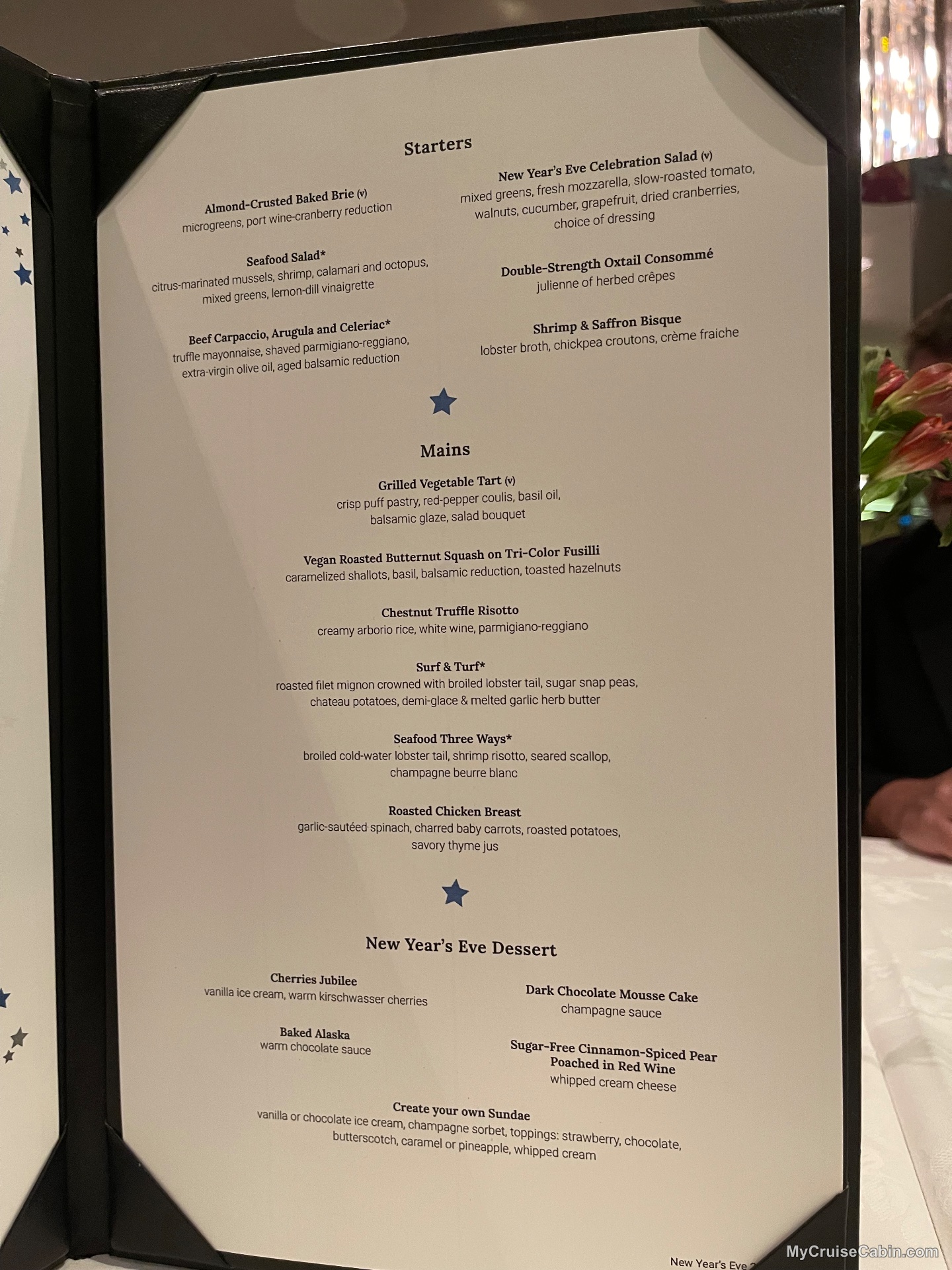 Regal Princess New Years Eve Dinner menu - Menus