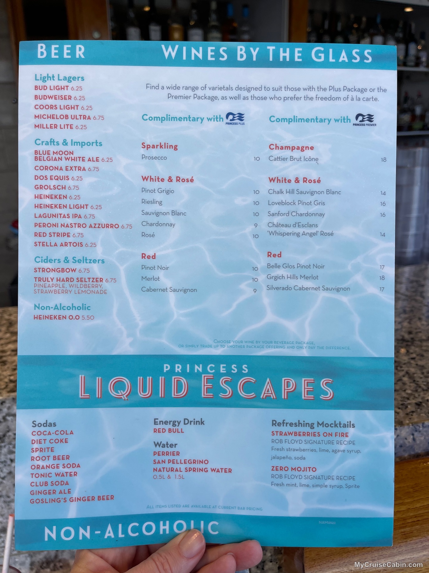 Regal Princess Drink menu - Menus