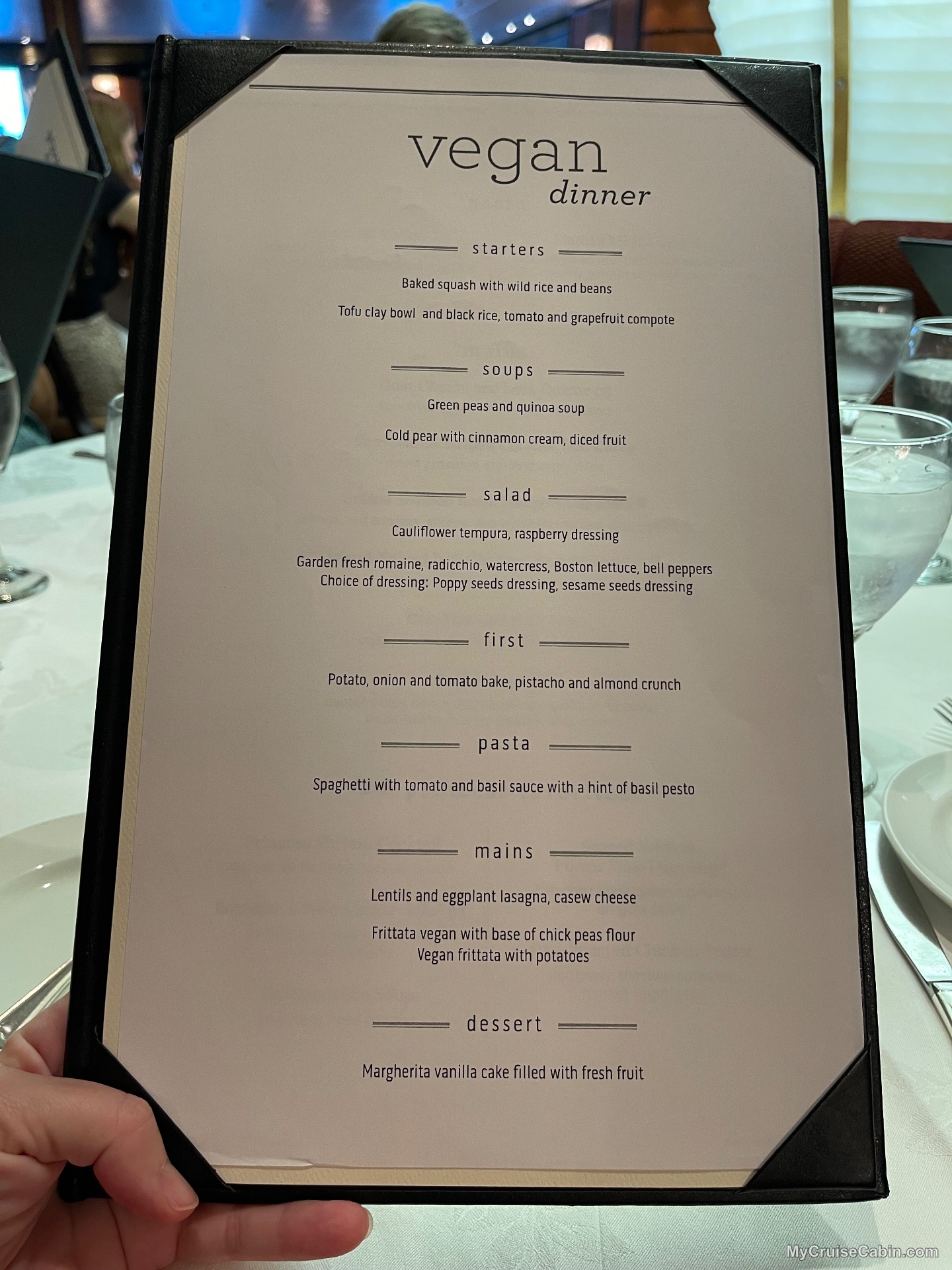 Regal Princess Dinner Vegan Menu - Menus