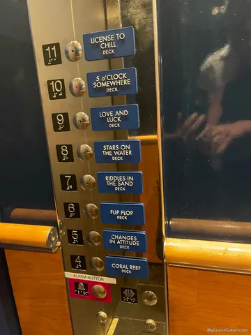 Elevator sign of floor names