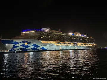 At night docked in San Juan