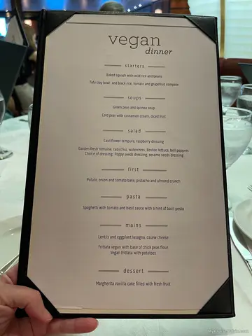 Dinner Vegan Menu